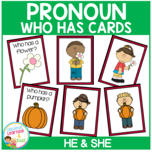 pronoun who has cards set 1 he & she