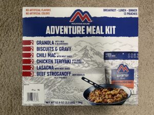 hm mountain house adventure meal kit, breakfast - lunch - dinner, 13 pouches