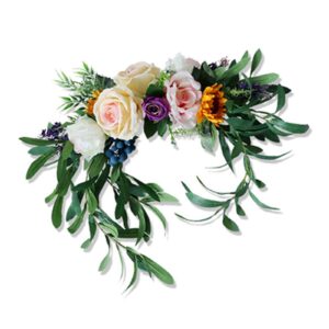 nmfin artificial flower swag, handmade floral simulation rose peony swag arch wreath centerpiece for wedding home front door garden lintel decoration