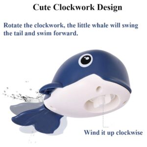 NEXTAKE Wind-up Whale Bath Toy, Swimming Whale Toddlers Bathtub Windup Whale Tub Toy Clockwork Whale Bathtub Toy Whale Water Toy for Boys and Girls (Deep Blue)