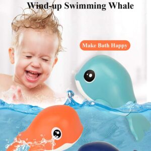 NEXTAKE Wind-up Whale Bath Toy, Swimming Whale Toddlers Bathtub Windup Whale Tub Toy Clockwork Whale Bathtub Toy Whale Water Toy for Boys and Girls (Deep Blue)