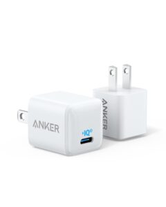 [2-pack] usb c charger, anker nano charger 20w piq 3.0 durable compact fast charger, powerport iii charger for iphone 12/12 mini/12 pro/12 pro max/11, galaxy, pixel 4/3, ipad pro (cable not included)