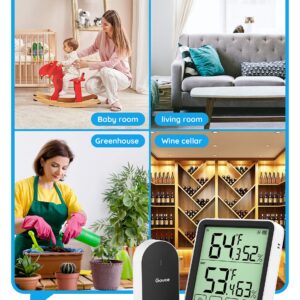 Govee Bluetooth Indoor Outdoor Thermometer, Digital Wireless Weather Hygrometer Humidity with App Notifications, 4.5-Inch Large LCD Touchscreen with Backlight, 2-Year Data Storage