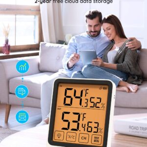 Govee Bluetooth Indoor Outdoor Thermometer, Digital Wireless Weather Hygrometer Humidity with App Notifications, 4.5-Inch Large LCD Touchscreen with Backlight, 2-Year Data Storage