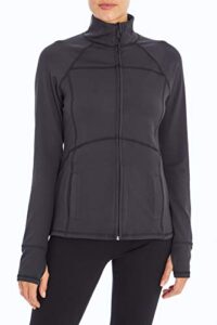 marika women's standard revival full zip athletic jacket, large,black