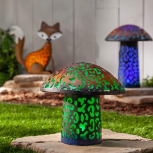 11" Solar Lighted Garden Meadow Mushroom