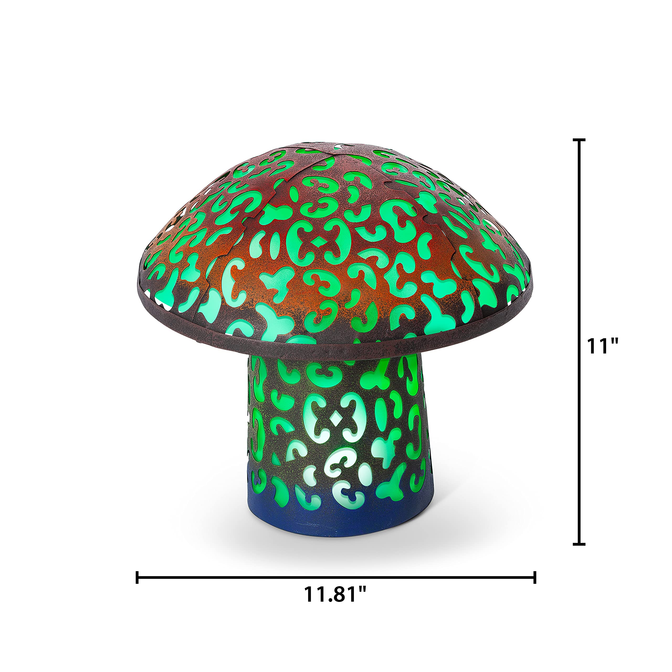 11" Solar Lighted Garden Meadow Mushroom