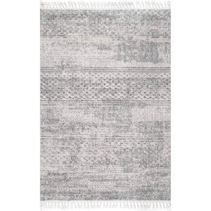 nuLOOM Lira Textured Geometric Tassel Area Rug, 7x9, Grey