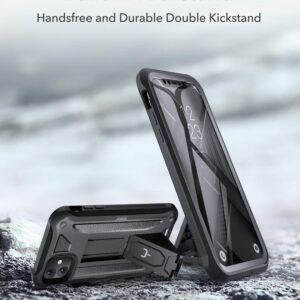 YOUMAKER Designed for iPhone 11 Case, Heavy Duty Protection Kickstand with Built-in Screen Protector Shockproof Cover for iPhone 11 6.1 Inch - Black