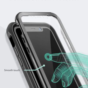 YOUMAKER Designed for iPhone 11 Case, Heavy Duty Protection Kickstand with Built-in Screen Protector Shockproof Cover for iPhone 11 6.1 Inch - Black