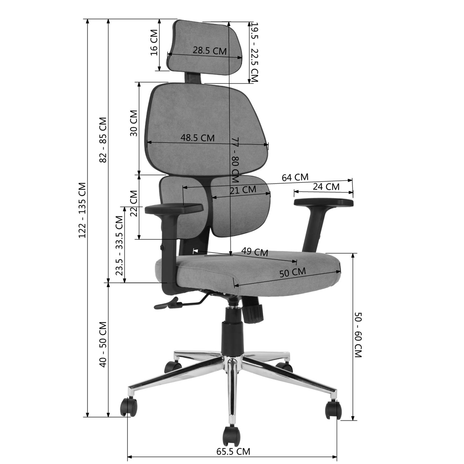 HOMEMAKE FURNITURE, Ergonomic Office Chair, Game Chair, Office Chair, Ergonomic Modern Chair for Home Office, Administrative Office, Padded Seat with Adjustable Height Armrest