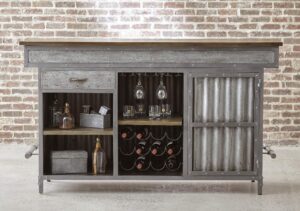 right2home wood and metal home bar, silver