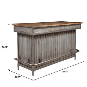 Right2Home Wood and Metal Home Bar, Silver