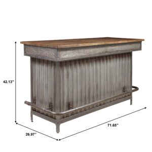 Right2Home Wood and Metal Home Bar, Silver