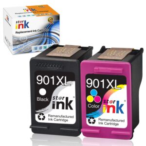 Starink Remanufactured Ink Cartridge Replacement for HP 901 XL 901XL for OfficeJet J4500 J4524 J4525 J4535 J4540 J4550 J4580 J4585 J4624 J4660 J4860 J4680 J4680c Printer(Black Tri-Color) 2 Pack