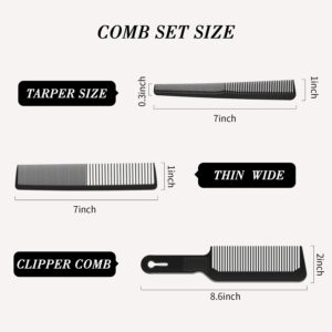 3 Pieces Men Barber Comb Set Taper Hair Cutting Flat top Clipper Flattop Barberology Comb Heat-Resistant Fiber Comb for Men Women