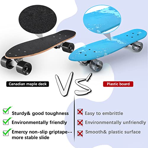 Skateboard Complete Skateboards 22 Inch Mini Cruiser Skateboards for Beginners Kids Boys and Girls (Shark)