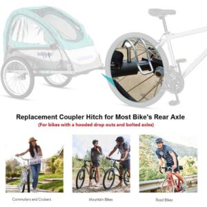 Bicycle Trailer Hitch Coupler Mount Attachment, MASO-AUTO Bike Rear Racks Axle Steel Adapter Replacement Cycling Accessory for Dog Kids Cargo