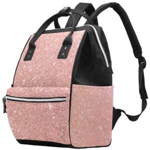 Rose Gold Glitter Diaper Tote Bags Mummy Backpack Large Capacity Nappy Bag Nursing Traveling Bag for Baby Care