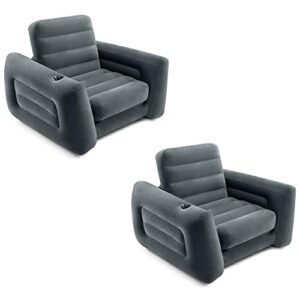 intex 66551ep inflatable pull-out sofa chair sleeper that works as an air bed mattress, twin sized (2 pack)