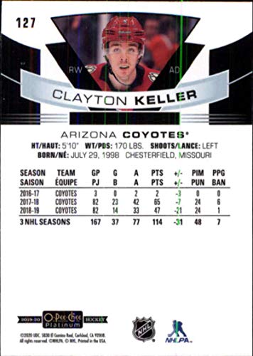 2019-20 O-Pee-Chee Platinum #127 Clayton Keller Arizona Coyotes NHL Hockey Trading Card