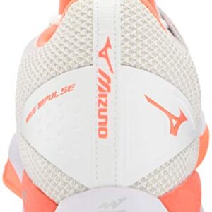 Mizuno Womens Wave Impulse Tennis Shoe , White-fiery Coral , 7.5