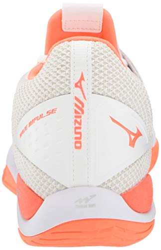 Mizuno Womens Wave Impulse Tennis Shoe , White-fiery Coral , 7.5