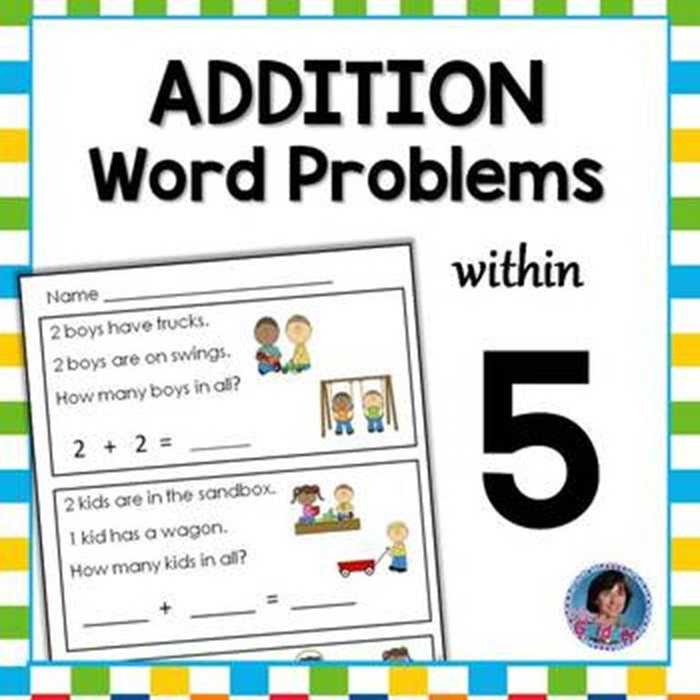 Very First Kindergarten Word Problems {Addition Word Problems Within Five}
