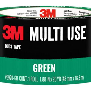 3M Multi-Use Colored Duct Tape, Green with Strong Adhesive and Water-Resistant Backing, Multi-Surface 3M Duct Tape for Indoor and Outdoor Use, 1.88 Inches x 20 Yards, 1 Roll (3920-GR)