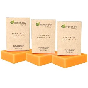 turmeric soap bar (3 pack) for body & face, made with natural and organic ingredients. gentle soap – for all skin types – made in usa 4.5oz per bar