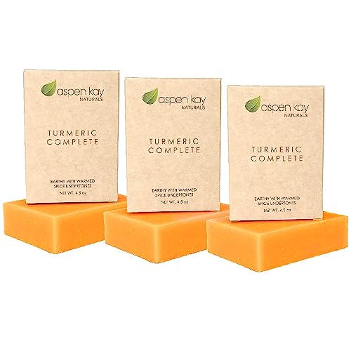 Turmeric Soap Bar (3 Pack) for Body & Face, Made with Natural and Organic Ingredients. Gentle Soap – For All Skin Types – Made in USA 4.5oz Per Bar