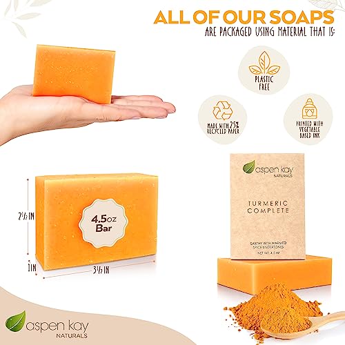 Turmeric Soap Bar (3 Pack) for Body & Face, Made with Natural and Organic Ingredients. Gentle Soap – For All Skin Types – Made in USA 4.5oz Per Bar