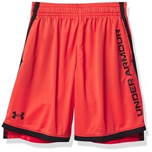 under armour boys stunt 3.0 printed shorts , venom red (690)/black , youth medium