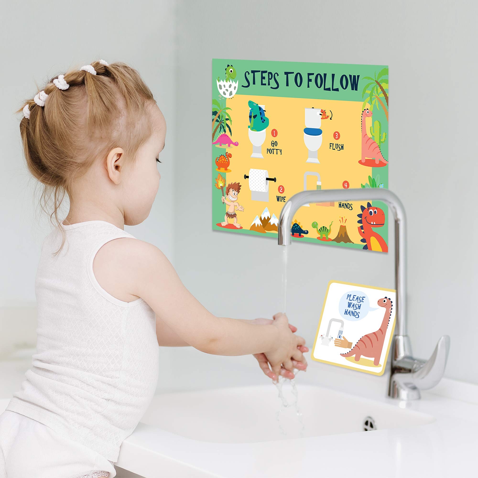 ATHENA FUTURES Potty Training Chart for Toddlers Magnetic Reuseable - Dinosaur Design Waterproof - Chart, 35 Magnetic Stickers, Certificate, Instruction Booklet, Crowns and More - for Boys and Girls