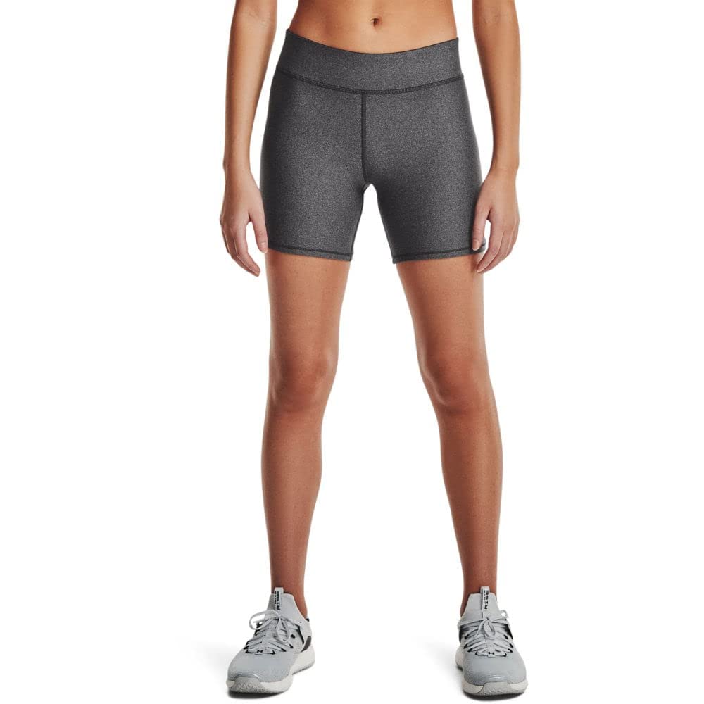 Under Armour Women's HeatGear Armour Mid Rise Middy , Charcoal Light Heather (019)/Black , XX-Large