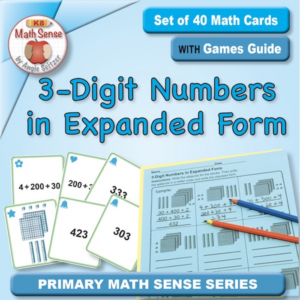 3-digit numbers in expanded form: 40 math cards with games guide 2b17