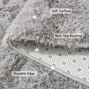 Beglad Soft Fluffy Area Rug Modern Shaggy Bedroom Rugs for Kids Room Extra Comfy Nursery Rug Floor Carpets Boys Girls Fuzzy Shag Fur Home Decor Rug, 5.3 ft x 7.5 ft, Grey