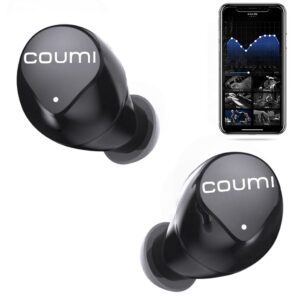 coumi wireless earbuds, bluetooth earphones stereo in-ear headphones enc mic headset touch control w/eq,30 hours playtime w/charging case,ipx7 waterproof for running workout,black