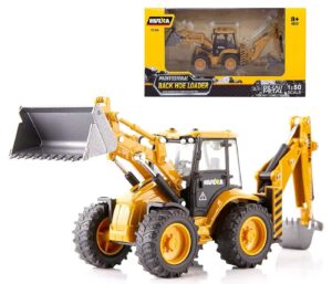 gemini&genius backhoe loader heavy duty wheeled excavator construction site vehicle toys 1:50 scale site backhoe digger engineering car site sandbox toys collectible for kids and decoration for house