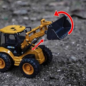 Gemini&Genius Backhoe Loader Heavy Duty Wheeled Excavator Construction Site Vehicle Toys 1:50 Scale Site Backhoe Digger Engineering Car Site Sandbox Toys Collectible for Kids and Decoration for House