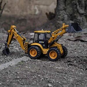 Gemini&Genius Backhoe Loader Heavy Duty Wheeled Excavator Construction Site Vehicle Toys 1:50 Scale Site Backhoe Digger Engineering Car Site Sandbox Toys Collectible for Kids and Decoration for House