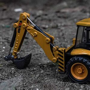 Gemini&Genius Backhoe Loader Heavy Duty Wheeled Excavator Construction Site Vehicle Toys 1:50 Scale Site Backhoe Digger Engineering Car Site Sandbox Toys Collectible for Kids and Decoration for House