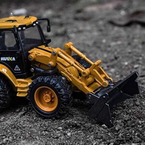 Gemini&Genius Backhoe Loader Heavy Duty Wheeled Excavator Construction Site Vehicle Toys 1:50 Scale Site Backhoe Digger Engineering Car Site Sandbox Toys Collectible for Kids and Decoration for House