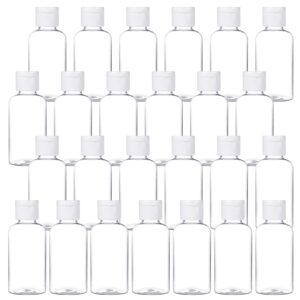 50ml plastic empty bottles clear travel containers travel size bottles with flip cap, hdpe squeezable refillable toiletry/cosmetic bottles - set of 25 - oval design (clear)
