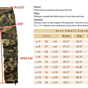 Women's Cotton Casual Military Army Cargo Combat Work Pants with 8 Pocket Camo N US 2