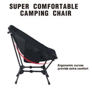 MOON LENCE Backpacking Chair Outdoor Camping Chair Compact Portable Folding Chairs with Side Pockets Packable Lightweight Heavy Duty for Camping Backpacking Hiking