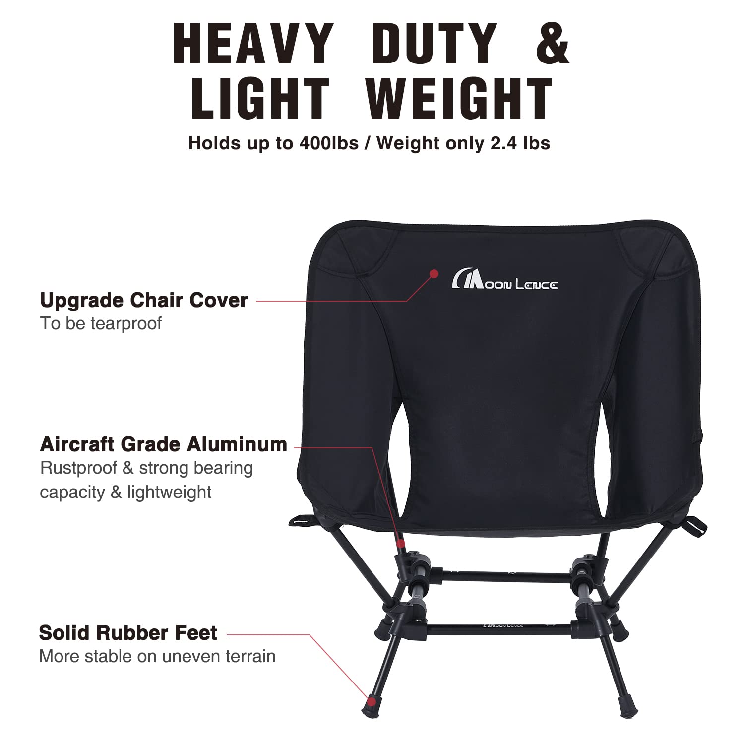 MOON LENCE Backpacking Chair Outdoor Camping Chair Compact Portable Folding Chairs with Side Pockets Packable Lightweight Heavy Duty for Camping Backpacking Hiking