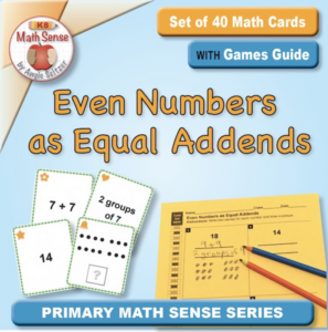 even numbers as equal addends: 40 math cards with games guide 2a32
