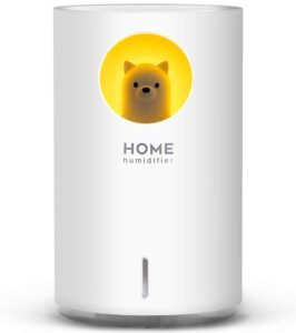 700ml humidifiers for bedroom home office,sixkiwi cute bear cool mist humidifier usb ultrasonic,2 mist mode timer 18hrs auto shut-off 7 color led lights for babies(white)