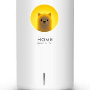 700mL Humidifiers for Bedroom Home Office,SIXKIWI Cute Bear Cool Mist Humidifier USB Ultrasonic,2 Mist Mode Timer 18hrs Auto Shut-Off 7 Color LED Lights for Babies(White)